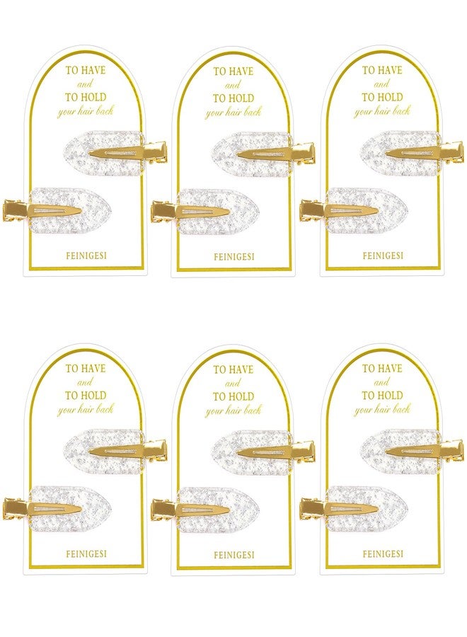 FEINIGESI No Bend Glitter Hair Clips for Bridesmaids - 12PCS/6Cards Creaseless Hair Setting Clips with Proposal Box for Styling and Sectioning - Image 1